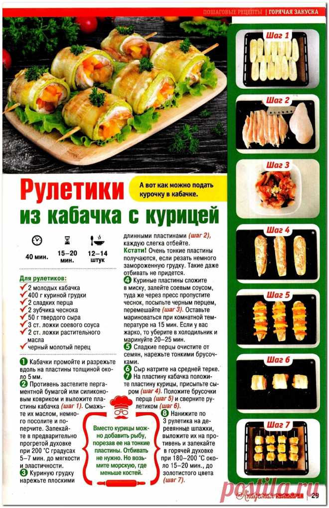 Рулетики из кабачка с курицей