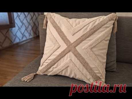 Punch Needle Pillow//كيفية طرز مخدة بالإبرة الشرقية