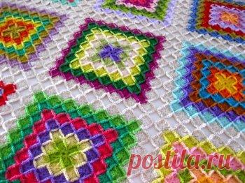 Оригинальный плед крючком