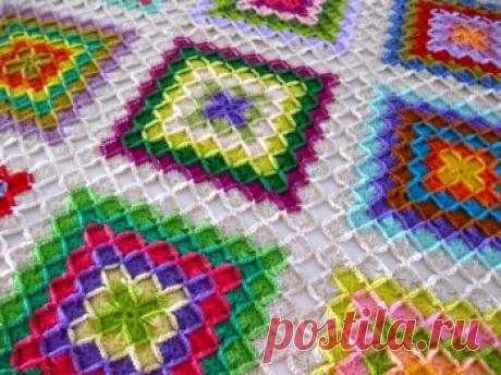 Оригинальный плед крючком