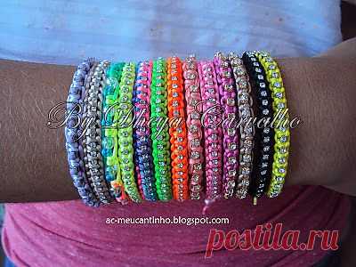 Meu Cantinho: Pulseiras de macramé com strass