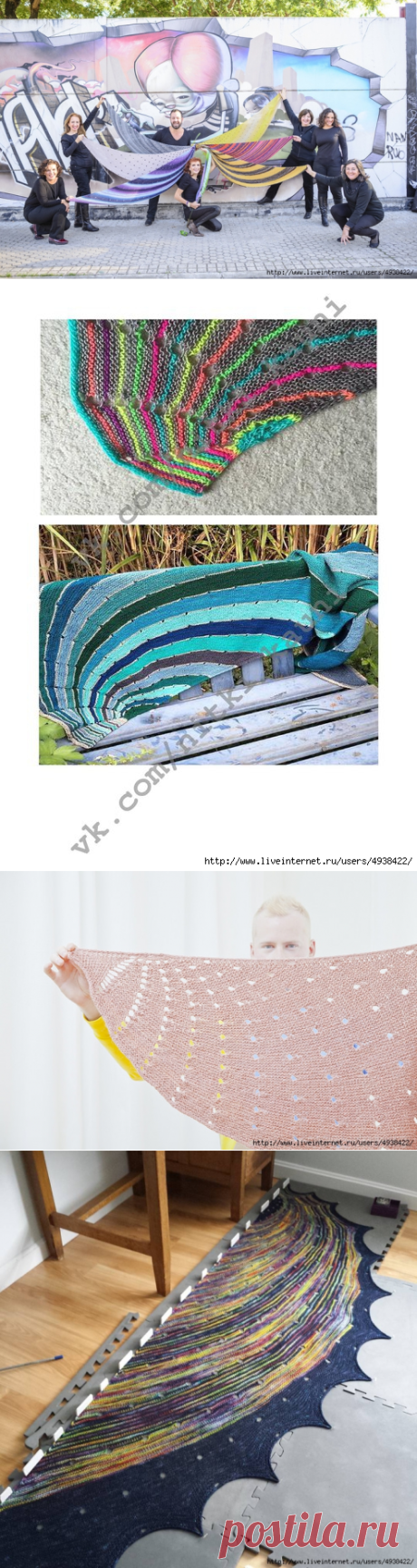 Ассиметричная шаль "Dotted Rays" от Stephen West..