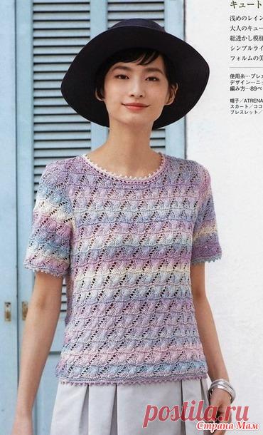Летний джемпер с короткими рукавами. Спицы. - ВЯЗАНАЯ МОДА+ ДЛЯ НЕМОДЕЛЬНЫХ ДАМ - Страна Мам