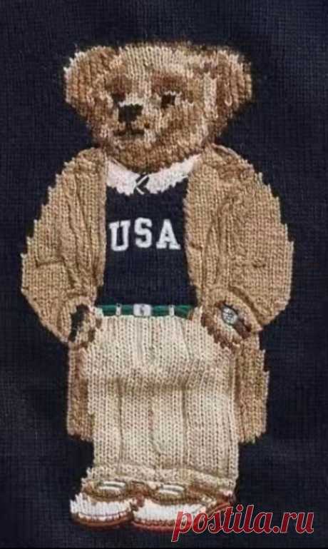 Стильные медвежата Polo Bear от Ralph Lauren - вышивка или жаккард? Мои попытки повторить Polo Bear. | Вяжем вместе - вяжем стильно. | Дзен
