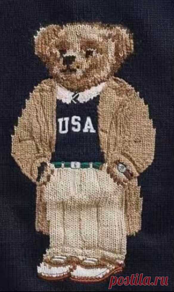 Стильные медвежата Polo Bear от Ralph Lauren - вышивка или жаккард? Мои попытки повторить Polo Bear. | Вяжем вместе - вяжем стильно. | Дзен