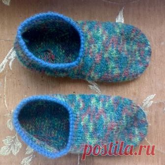 Тапочки-следки, связанные спицами — Домашний уют