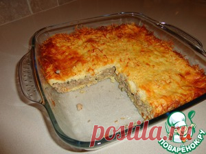 Запеканка из белого хлеба с мясным фаршем