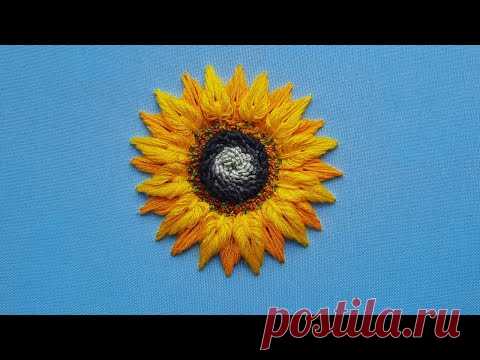 Sunflower 3D Hand Embroidery Double petals Buttonhole stitch