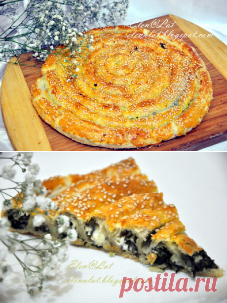 Sweet and not Sweet: Пирог "Улитка" со шпинатом, сыром, яйцом и зеленью