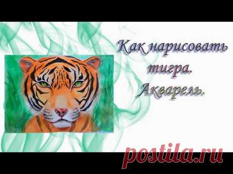 Как нарисовать тигра. Акварель. Draw a tiger.
