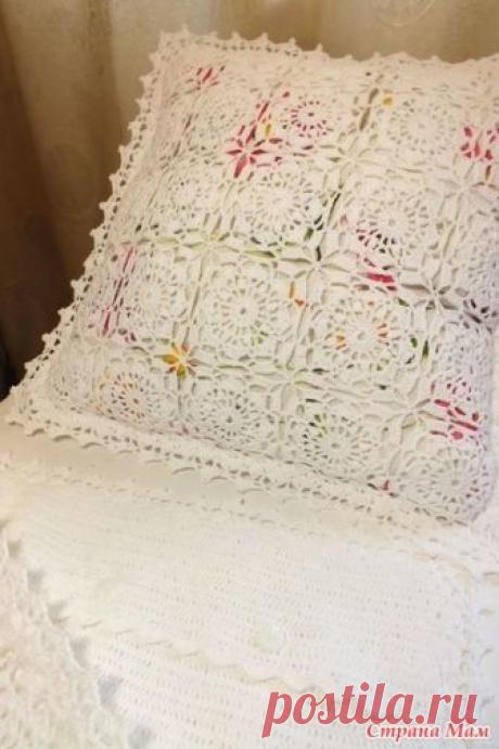 . Ажурная наволочка (чехол) на подушку крючком - Вязание - Страна Мам