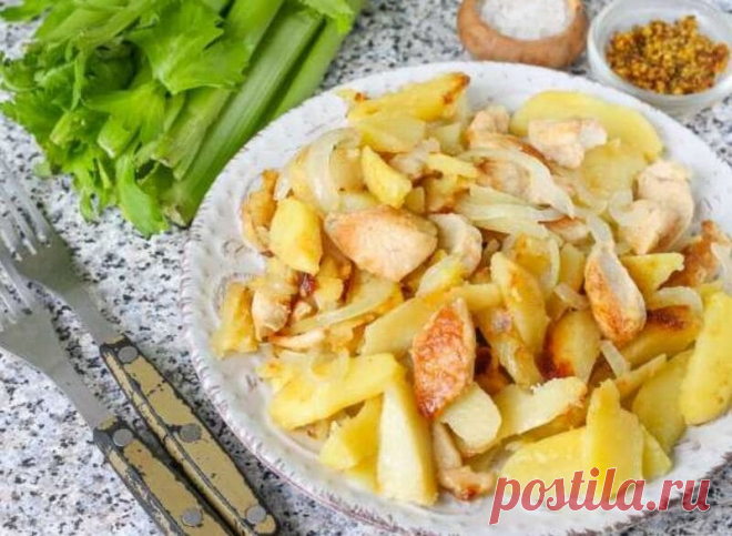 Жареная Картошка С Курицей Рецепт За (25) Минут Жареная картошка с курицей - сытный завтрак, обед или ужин. Готовится блюдо очень быстро и просто из всегда доступных продуктов.