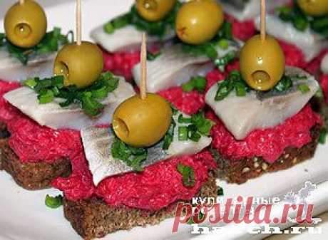 Канапе с сельдью и свеклой | Харч.ру - рецепты для любителей вкусно поесть