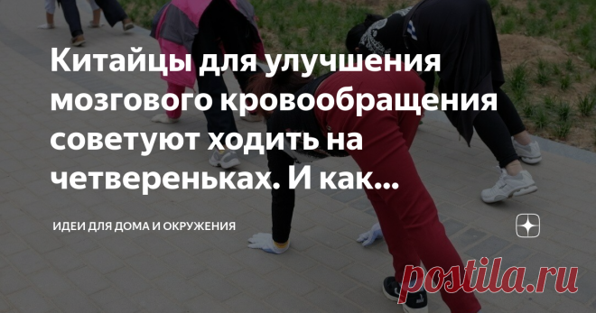 Китайцы для улучшения мозгового кровообращения советуют ходить на четвереньках. И как советовали Бубновский и Пилатес Китайская ходьба на четвереньках полезна для улучшения мозгового кровообращения, при остеохондрозе, позвоночных грыжах и в периоды реабилитации, при болях в спине, пояснице.