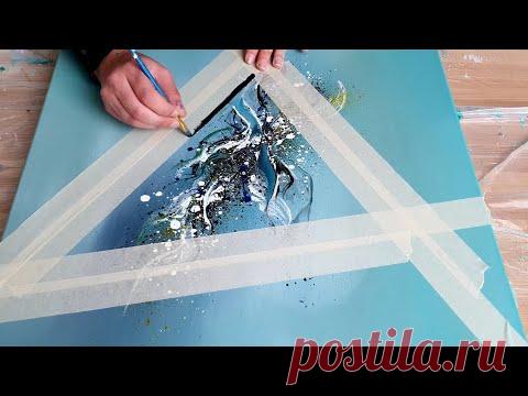 НОВАЯ абстрактный Акрил Картина Демо - Тень Треугольник - Как к покрасить легко