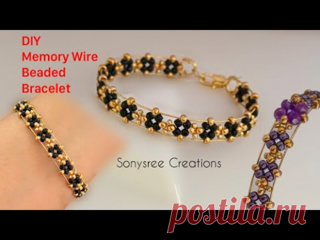Memory Wire Beaded Bracelet || Easy beaded bracelet