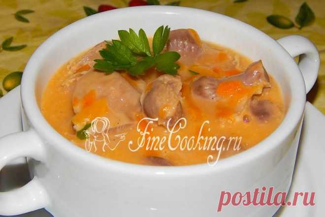 Гуляш из куриных желудков