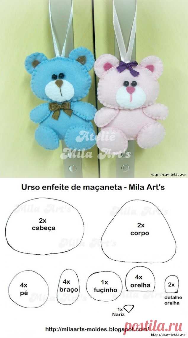 >Подвески медвежата из фетра. Видео мастер-класс