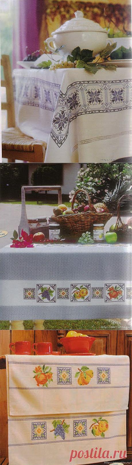 Вышивка на скатерти. Схемы.