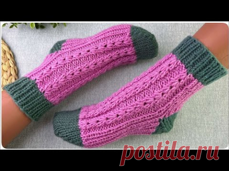 👌 ШЕДЕВР!!!💥ШИКАРНЫЕ  НОСКИ СПИЦАМИ с  забытой пяткой!!!   Подробный МК