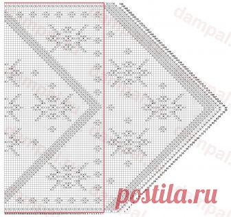 Ажурный палантин спицами