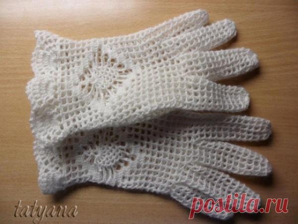 Ажурные перчатки крючком, шаг за шагом