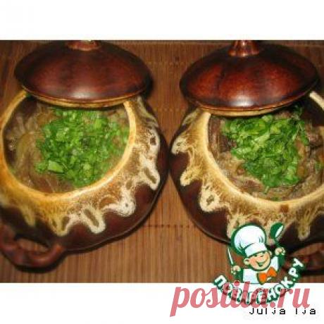 Картофель с печенью и грибами в горшочках - кулинарный рецепт