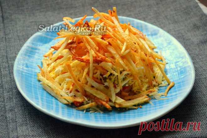 Салат с бужениной и жареным картофелем, рецепт с фото