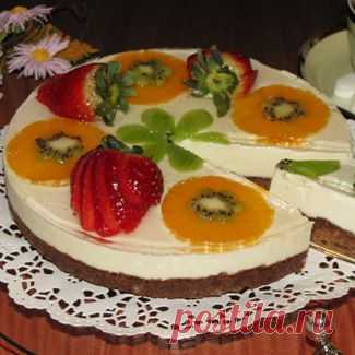 Чизкейк без выпечки с сыром Маскарпоне, клубникой и фруктами, десерт. Пошаговый рецепт с фото на Gastronom.ru