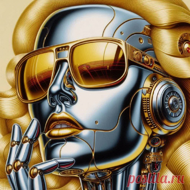 Хромированная футуристическая дива в стиле ретро: блеск металла и золотые акценты. Нейросеть Dalle - Dalle примеры промтов - Форум ИИ о нейросетях - Yes Ai