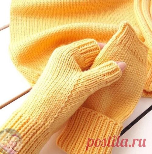 Митенки спицами