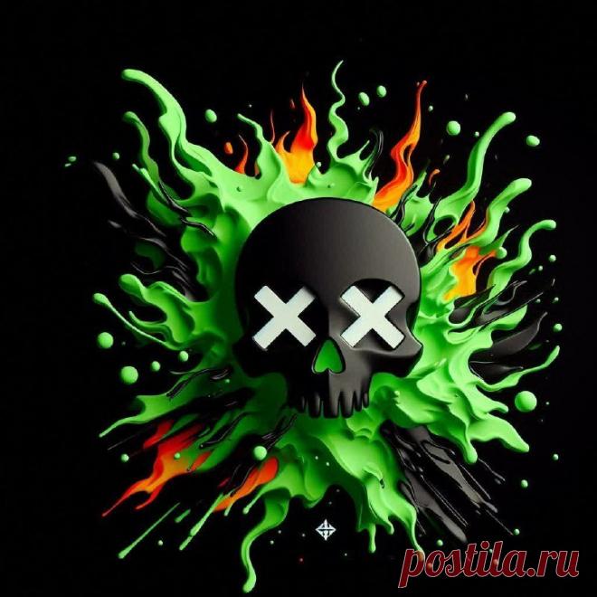 Огонь и стиль: гиперреалистичный дизайн с черепами и всплесками краски. Генерация из нейросети Dalle 3 - Dalle примеры промтов - Форум ИИ о нейросетях - Yes Ai