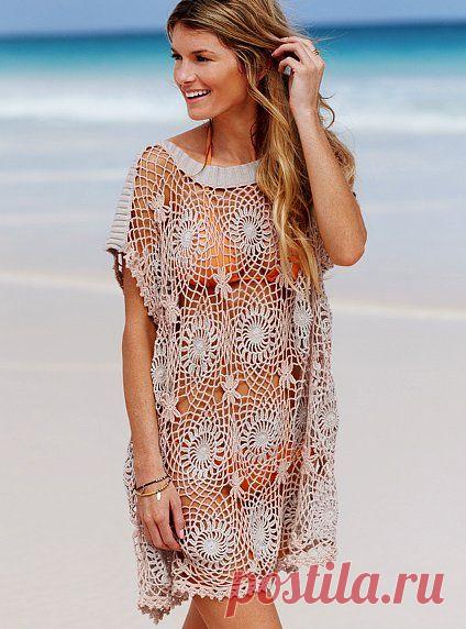 пляжная туника крючком схемы и описание - Сумки