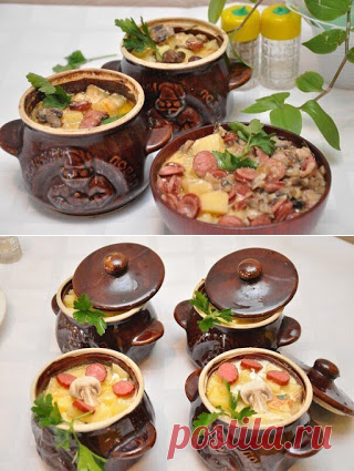 Самые вкусные рецепты: Охотничьи колбаски с картофелем в горшочках