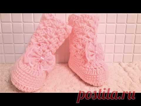 Шикарные ажурные пинетки ( сапожки) крючком для вашей малышки. Подробный мастер класс.