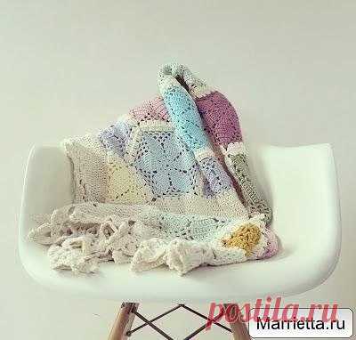 Схема шестиугольного мотива и ажурной обвязки для вязания пледа крючком / Необычные поделки