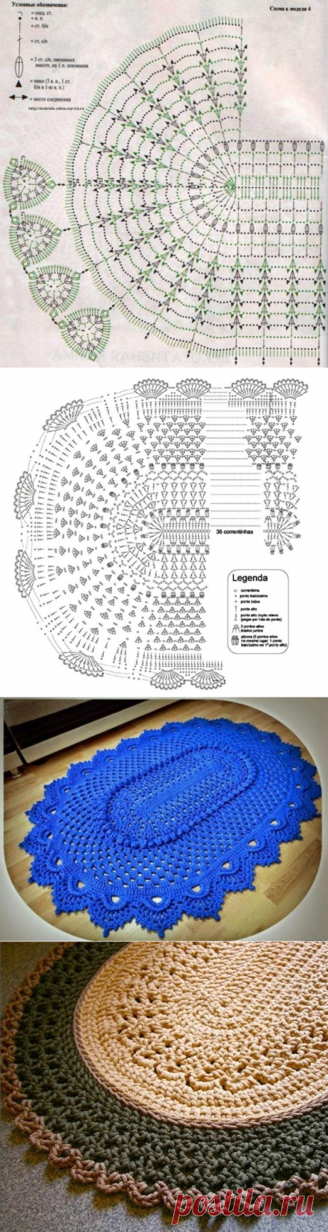 Коврики крючком, пополняем коллекцию! Интересные модели, схемы и описание!
