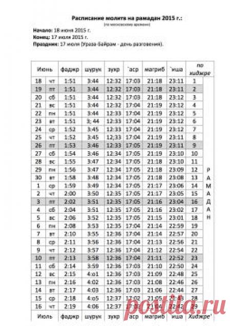 Рамадан в 2015 году