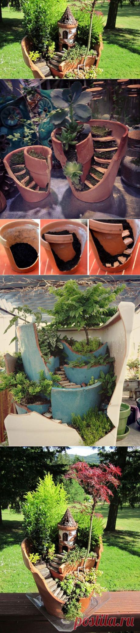 Как превратить разбившийся горшок в произведение садового искусства | Приколисты в картинках