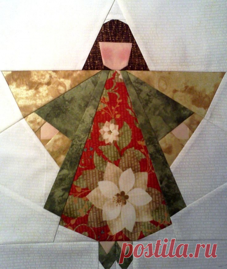 neatly pieced christmas angel block | quilt blocks | Ангел, Рождественские Ангелы и Рождество