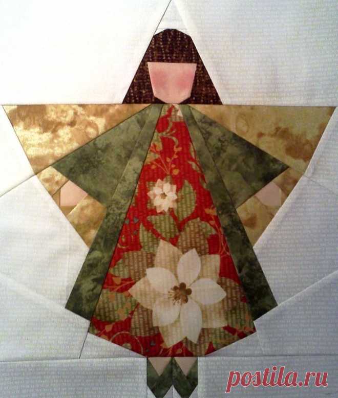 neatly pieced christmas angel block | quilt blocks | Ангел, Рождественские Ангелы и Рождество