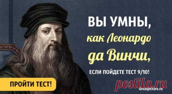 Вы умны как Леонардо да Винчи, если пройдете тест на 9/10!Леонардо да Винчи известен каждому, как выдающаяся историческая личность. Его раз