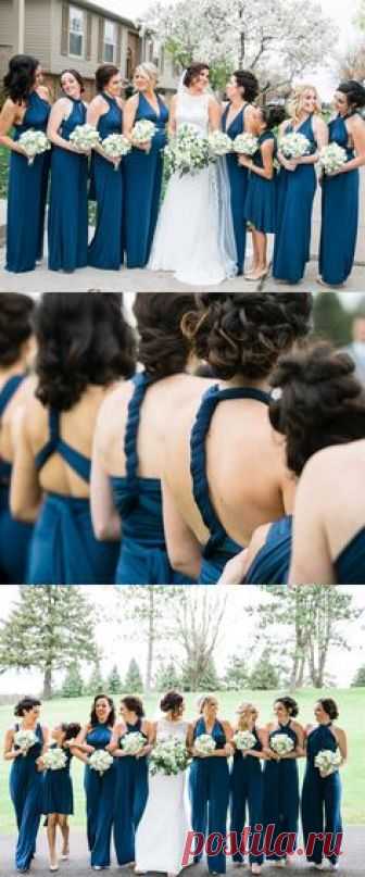 chic urquoise long jumpsuit bridesmaid dresses,Convertible wrap jumpsuits bridesmaids #wedding