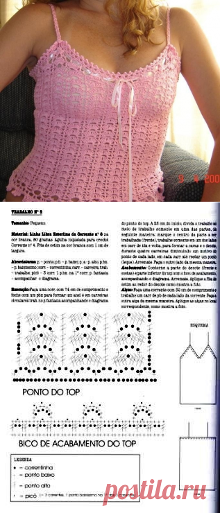Летний топ узором "ракушки". Розовый топ крючком со схемами |