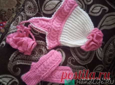 Шапочка с ушками и варежки / Вяжем для деток !!!