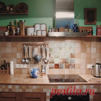 Мой идеал уюта и тепла. Ну только булочки должны печься в духовке... или пирог. Это у нас. ••••••••••••••••••••••••••••••••••••••••••••••••••••••#кухня #кухнядизайн #кухнямосква #арткухня #плиткадлякухни #деревенскийстиль #кухнядеревенскийстиль #столешницаизплитки #уютныйдом #уютныйвечер #плиткаручнойработы #плиткадлякухни #vsco #vscomoscow #citchen #artkitchen #clayart #кухнякантри