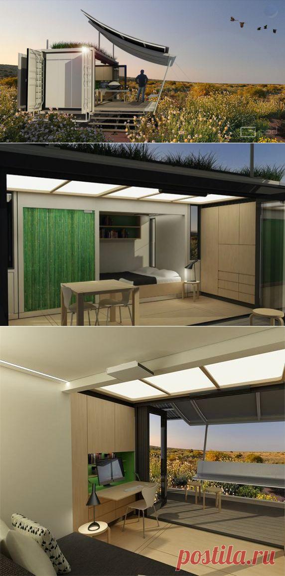 Автономный дом из контейнера с просторной террасой