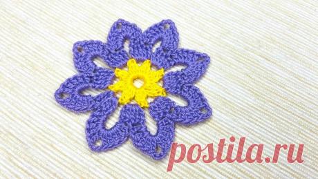Вязаный цветок с 8 лепестками. Мастер-класс с фотографиями. | Повязули. Вязание крючком и вязание С2С. | Яндекс Дзен