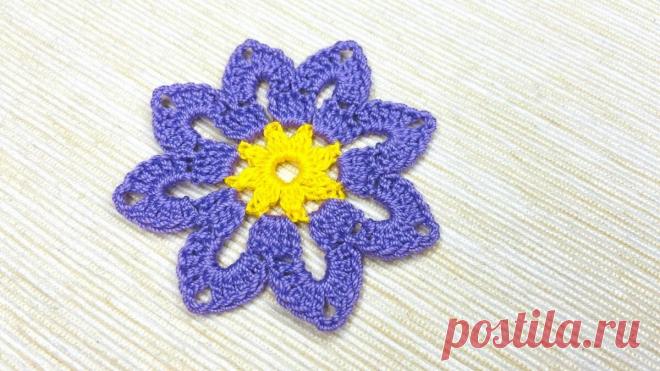Вязаный цветок с 8 лепестками. Мастер-класс с фотографиями. | Повязули. Вязание крючком и вязание С2С. | Яндекс Дзен