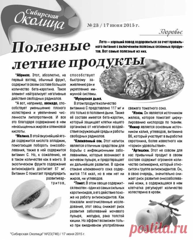Полезные летние продукты